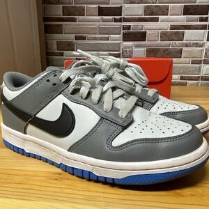 Nike Dunk Low Cool Grey Black Blue White FB9109-001 GS Size 5Y